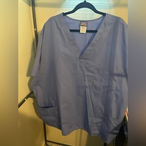 NWOT Size 3XL Cherokee WorkWear Unisex V-Neck Solid Scrub Top Blue